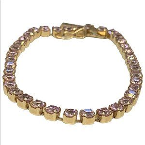 14K 6.7CT TENNIS BRACELET YELLOW GOLD PINK NATURAL
